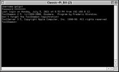 MacSSH connected to the server