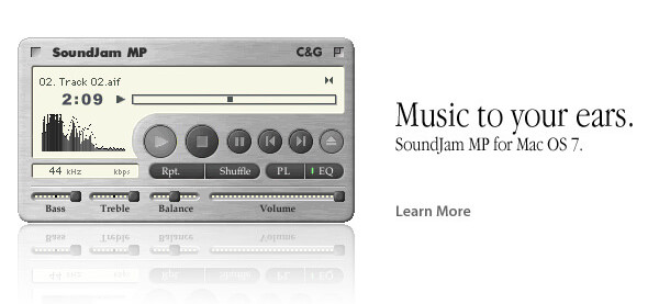 SoundJam player before white background