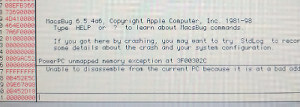 MacsBug throwing an error on a Power Mac