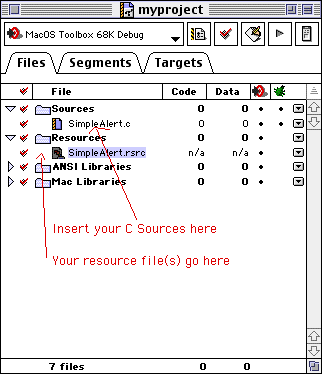 Floating container in CodeWarrior handling sources and resources