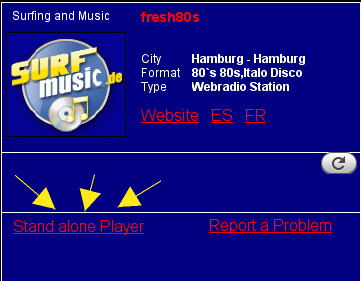 screenshot of surfmusic.de stand alone option